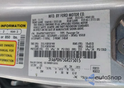 2016 Ford Fusion Se from USA, damaged, VIN 3FA6P0H75GR275015